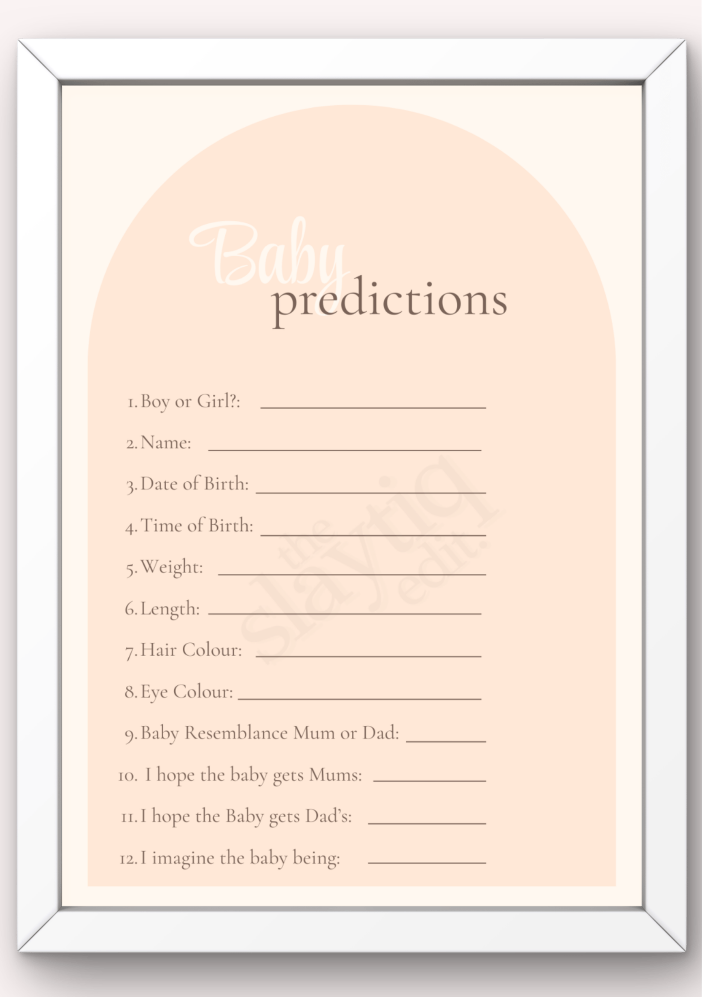 Our Little Love Baby Prediction Template