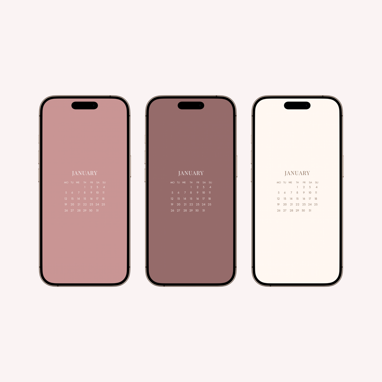 iPhone January Calendar Pack - 7 Wallpapers