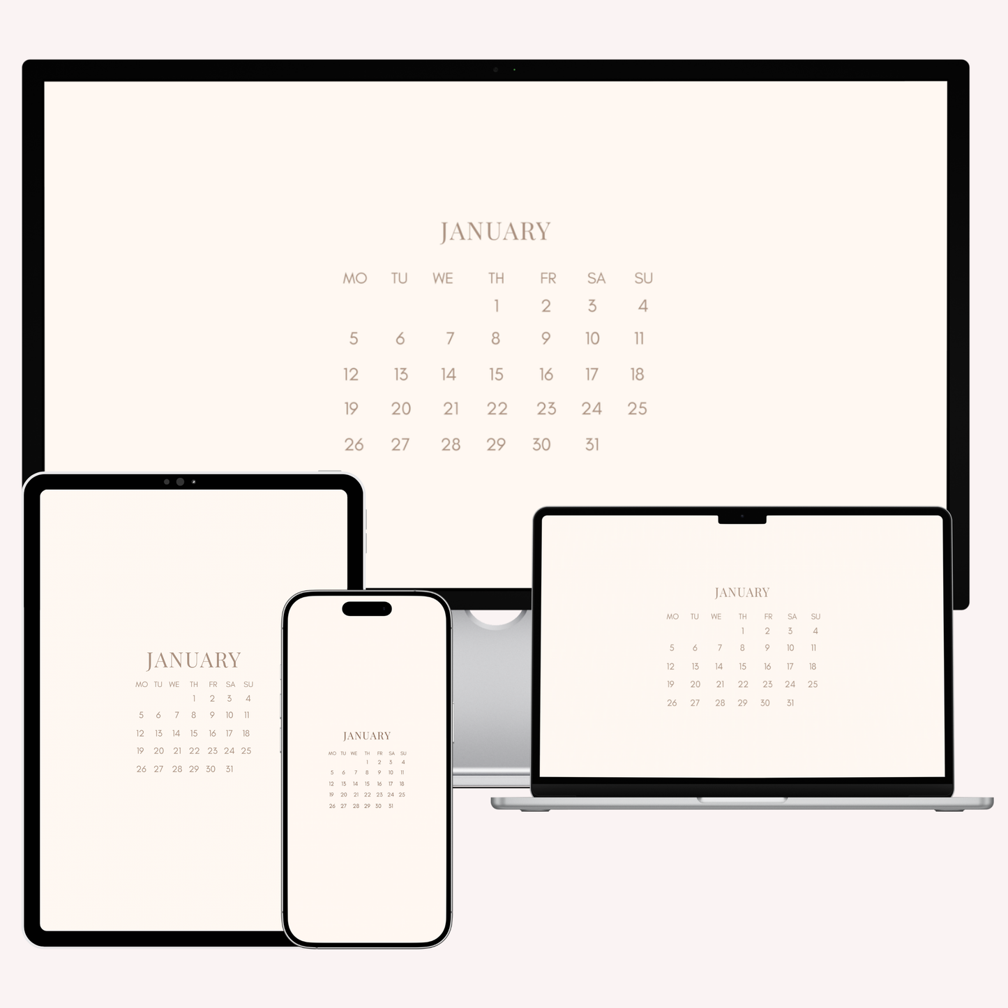 2026 Calendar Wallpaper Bundle – 28 Cohesive Wallpapers for iPhone, iPad, MacBook & iMac
