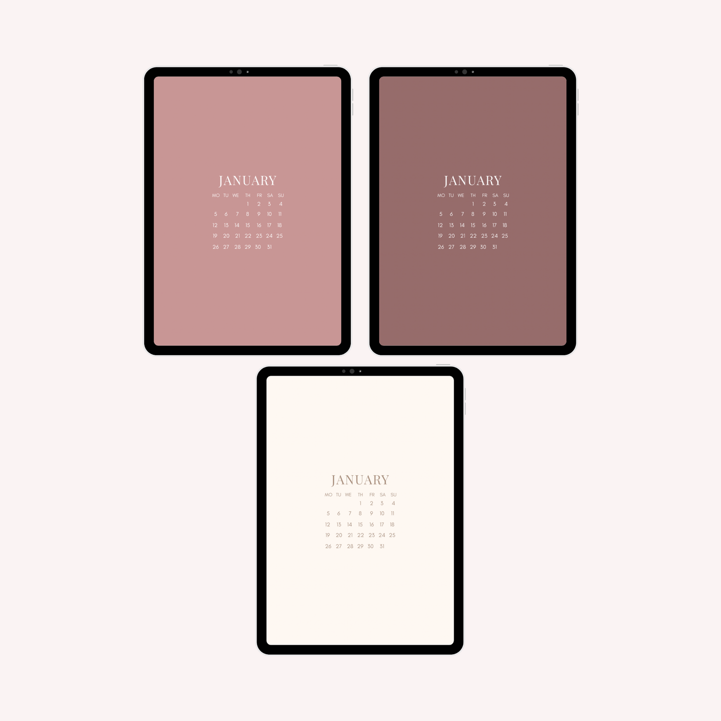 iPad January Calendar Pack - 7 Wallpapers