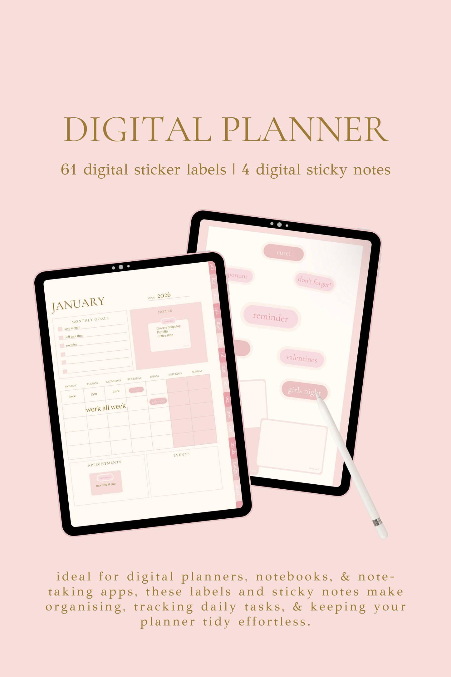 Pretty & Planned - Digital Labels & Sticky Notes Pack