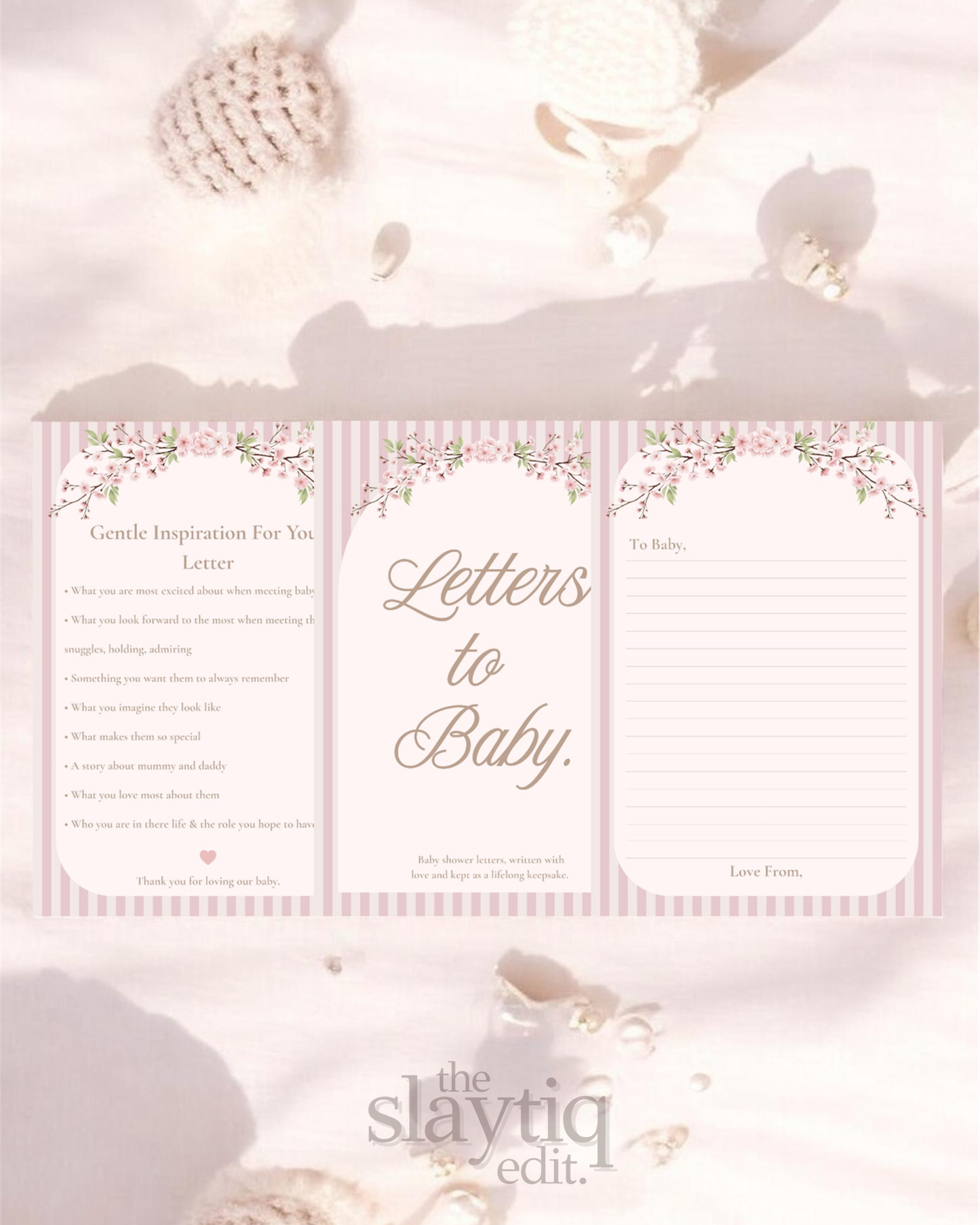 Letters to Baby – Blushed Stripes | Premium Printable Baby Shower Keepsake & Guest Letters
