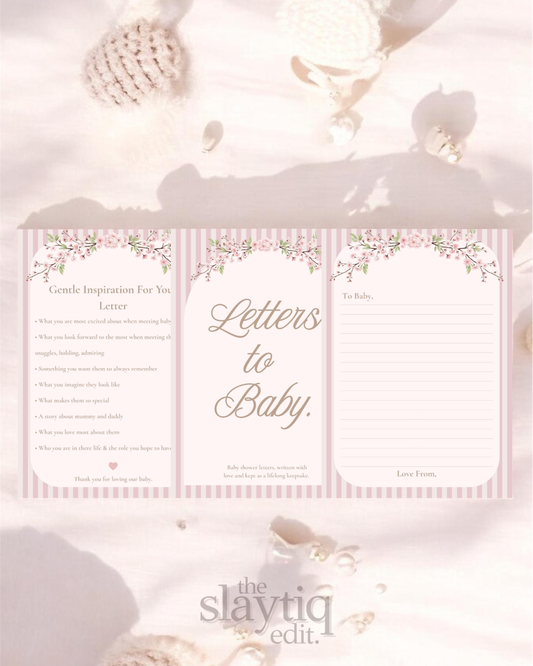 Letters to Baby – Blushed Stripes | Premium Printable Baby Shower Keepsake & Guest Letters