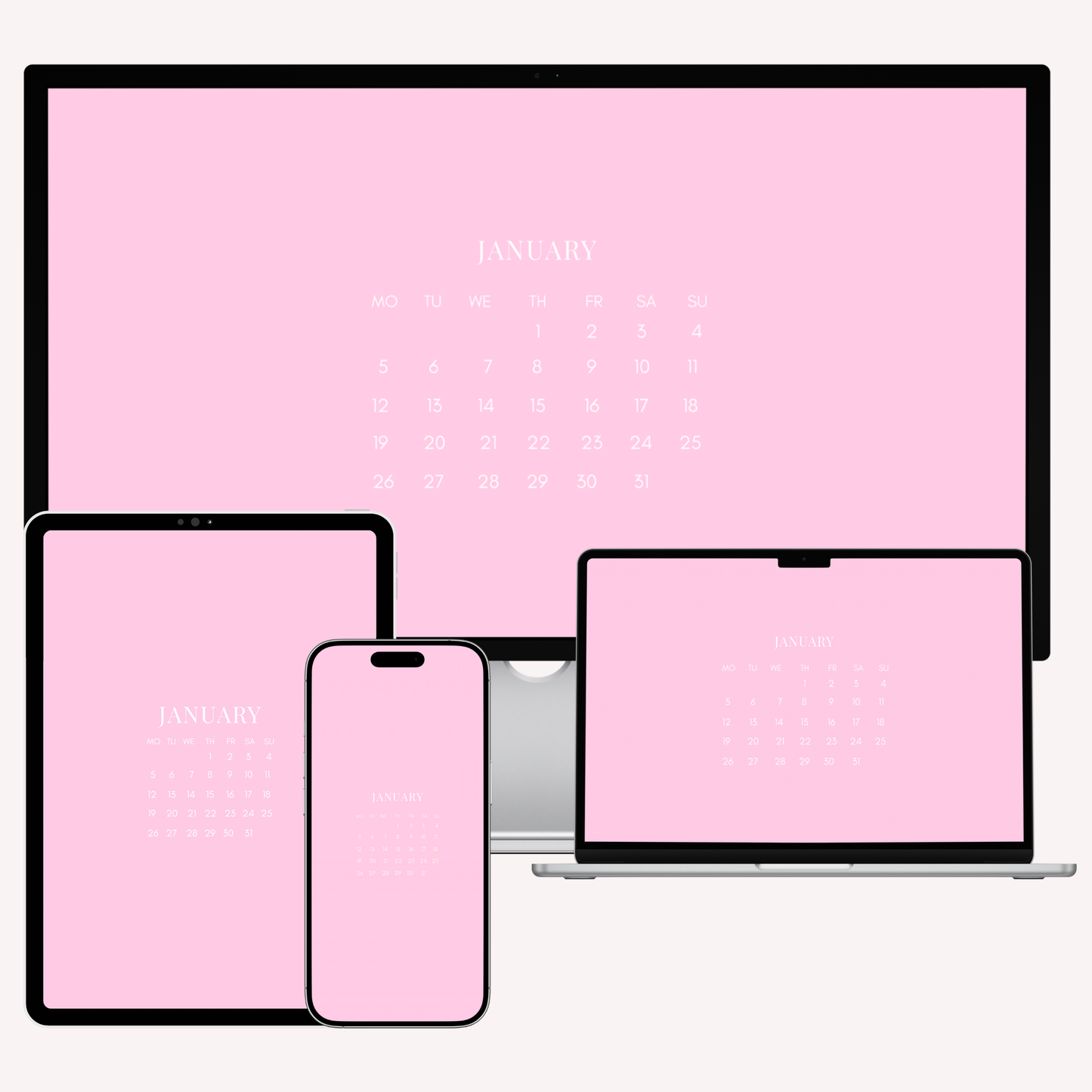 2026 Calendar Wallpaper Bundle – 28 Cohesive Wallpapers for iPhone, iPad, MacBook & iMac