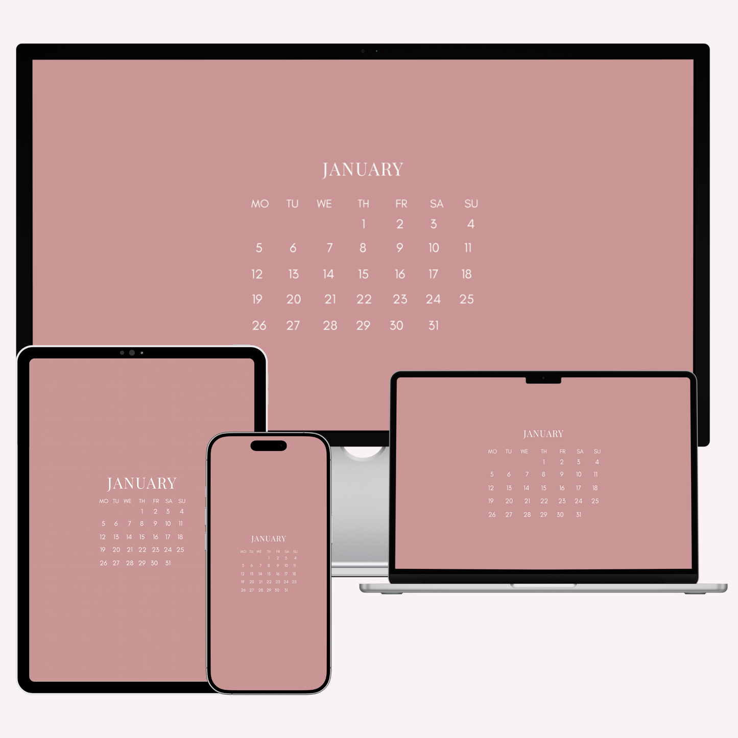 2026 Calendar Wallpaper Bundle – 28 Cohesive Wallpapers for iPhone, iPad, MacBook & iMac