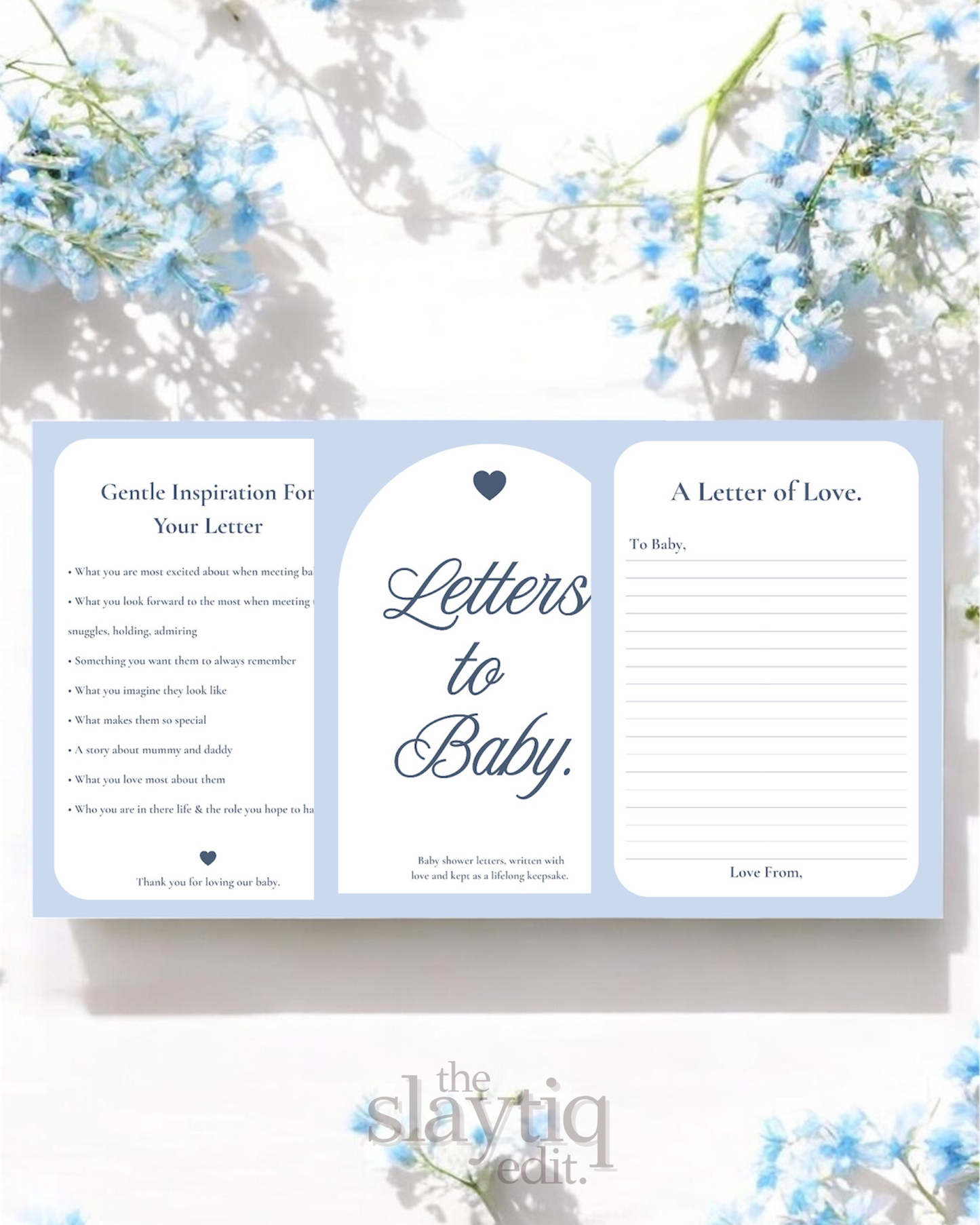 Letters to Baby – Blossom Blue | Printable Baby Shower Guest Letters & Keepsake Template