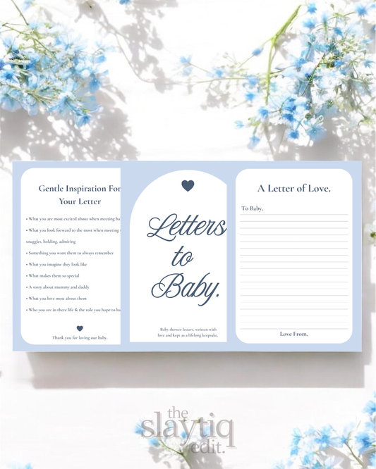 Letters to Baby – Blossom Blue | Printable Baby Shower Guest Letters & Keepsake Template