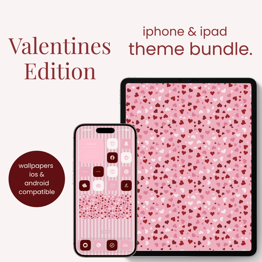 Valentine’s Edition Theme Bundle | iPhone & iPad Lock Screen, Home Screen & Widgets Pack