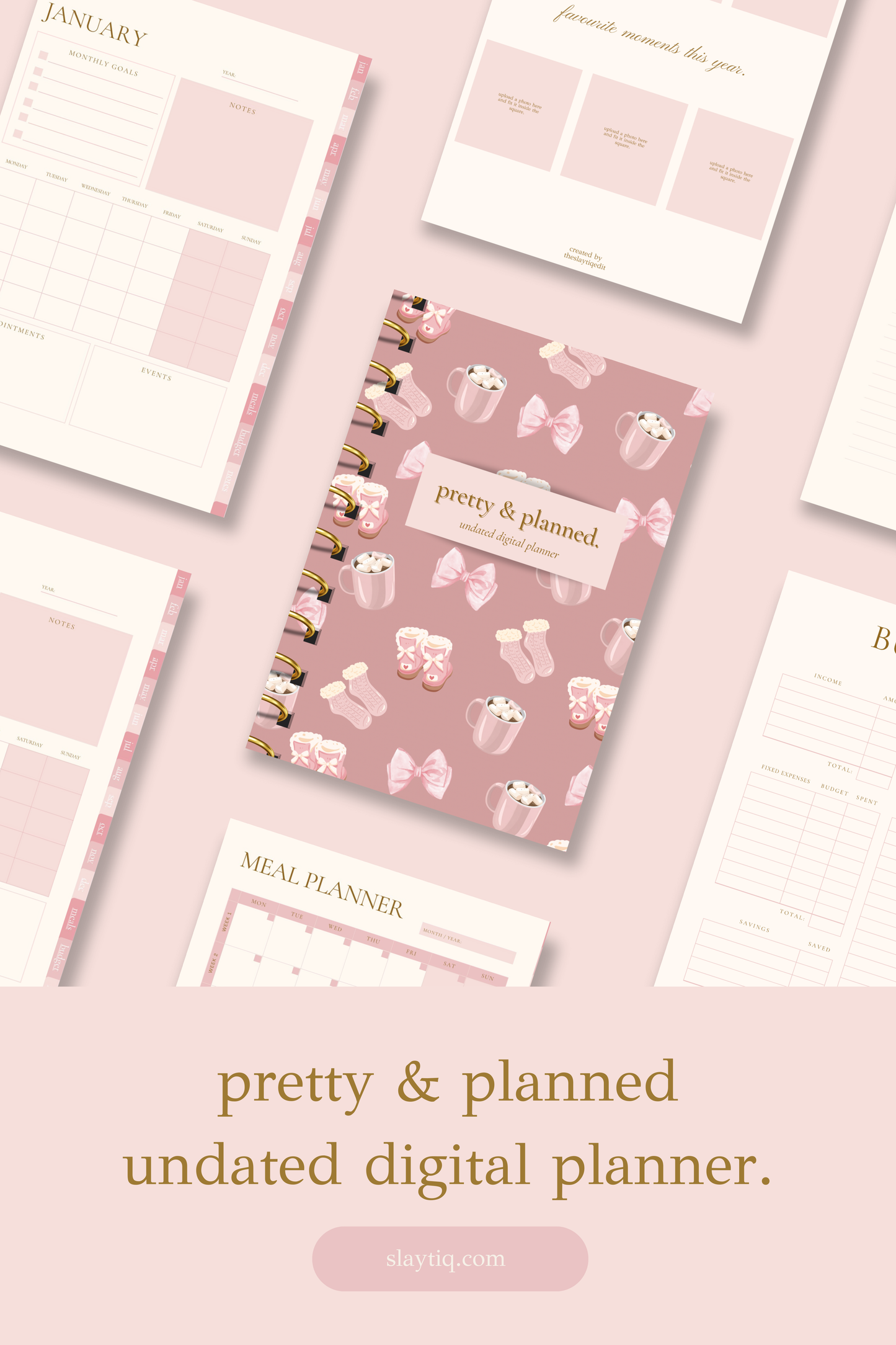 Pretty & Planned: Undated Digital Planner + Sticker + Sticky Notes Bundle
