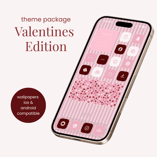 Valentine’s Edition iPhone Theme Pack | Aesthetic Lock Screen, Home Screen & Widgets