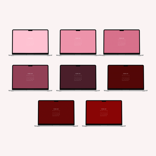 MacBook February Valentines Edition Calendar Pack - 8 Wallpapers