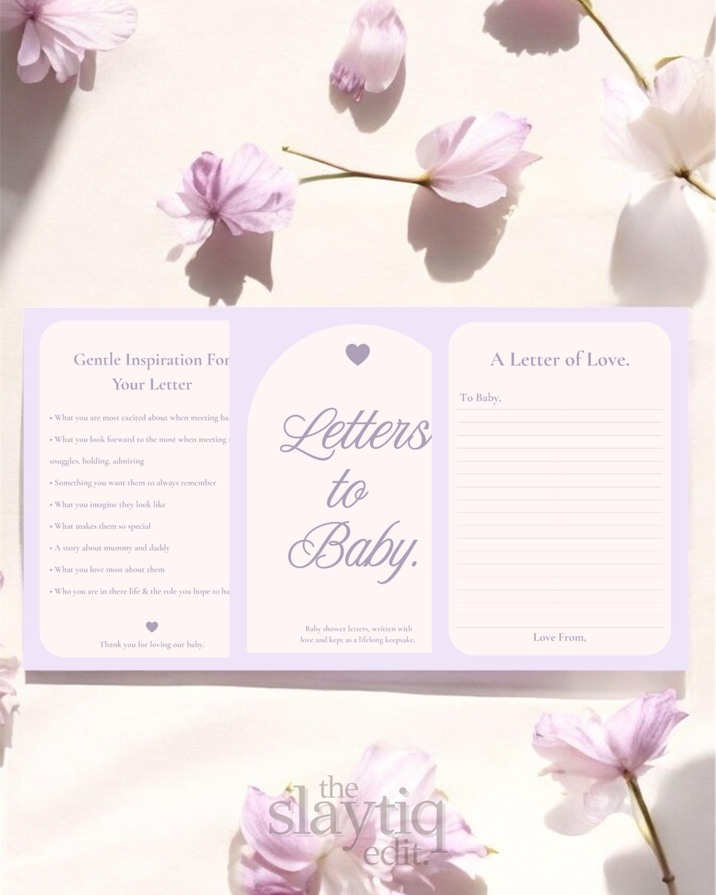 Letters to Baby – Lilac Love | Printable Baby Shower Guest Letters & Keepsake Template