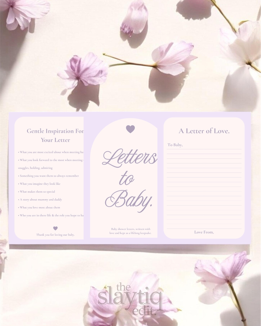 Letters to Baby – Lilac Love | Printable Baby Shower Guest Letters & Keepsake Template
