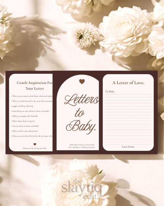 Letters to Baby – Brown Baby Love | Printable Baby Shower Guest Letters & Keepsake Template