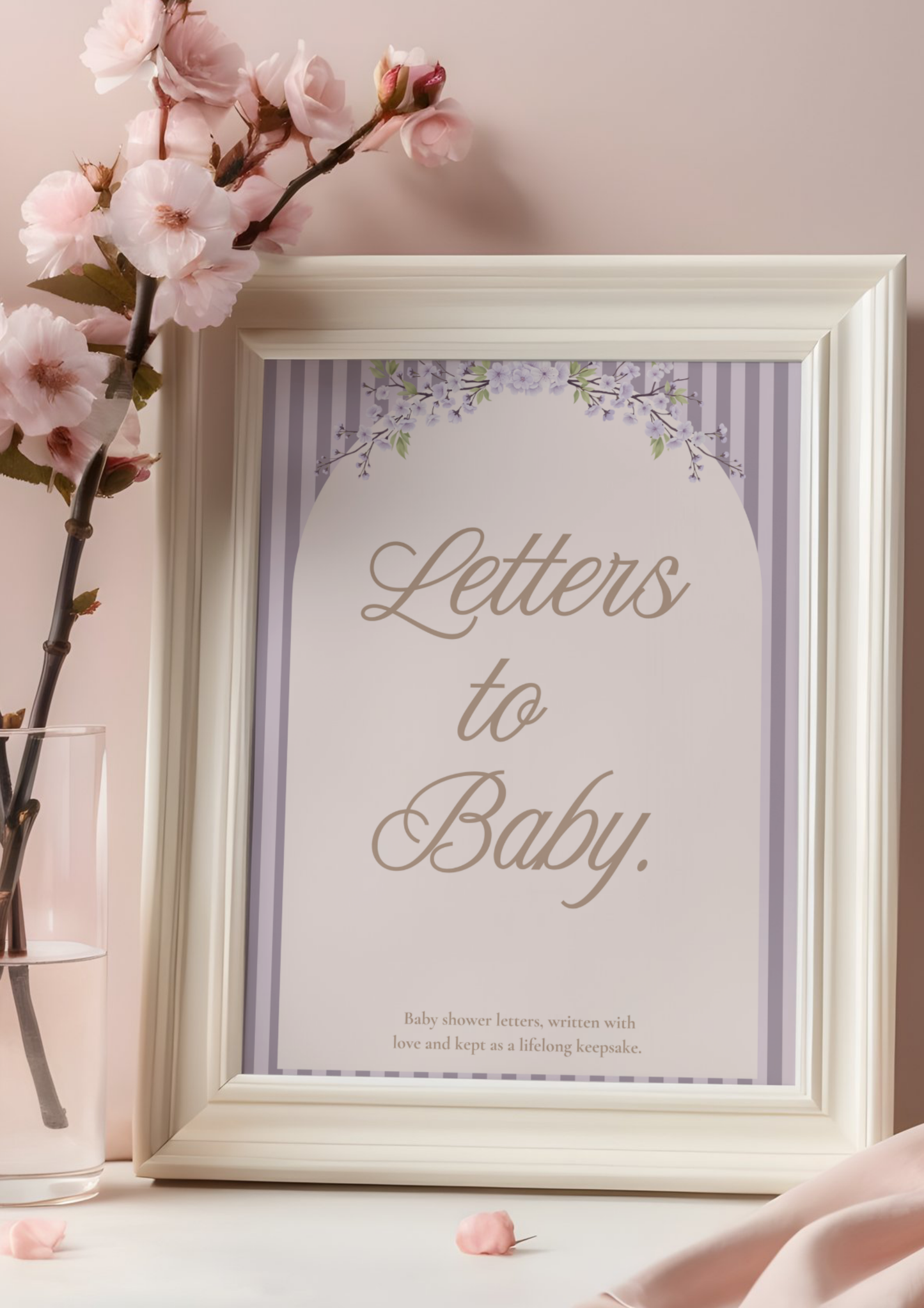 Letters to Baby – Lavender Stripes | Premium Printable Baby Shower Keepsake & Guest Letters