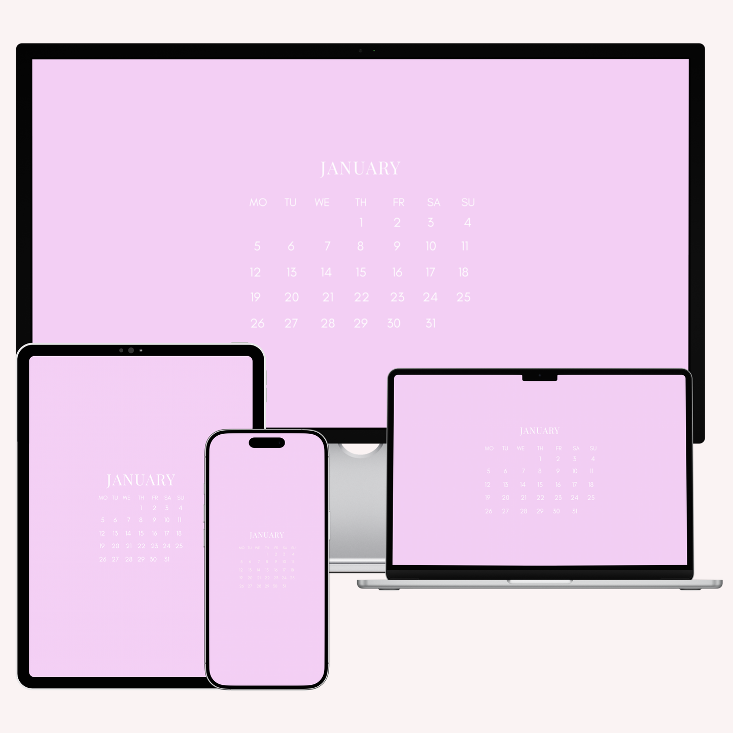 2026 Calendar Wallpaper Bundle – 28 Cohesive Wallpapers for iPhone, iPad, MacBook & iMac