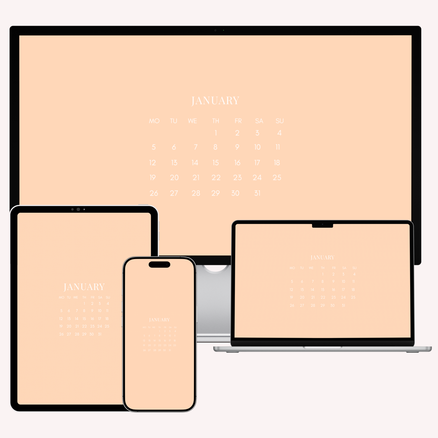 2026 Calendar Wallpaper Bundle – 28 Cohesive Wallpapers for iPhone, iPad, MacBook & iMac