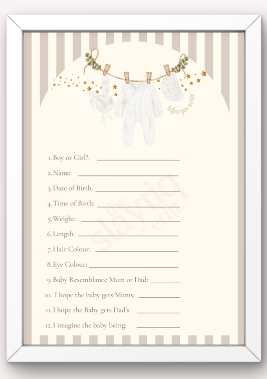 Before You Arrive Baby Prediction Template