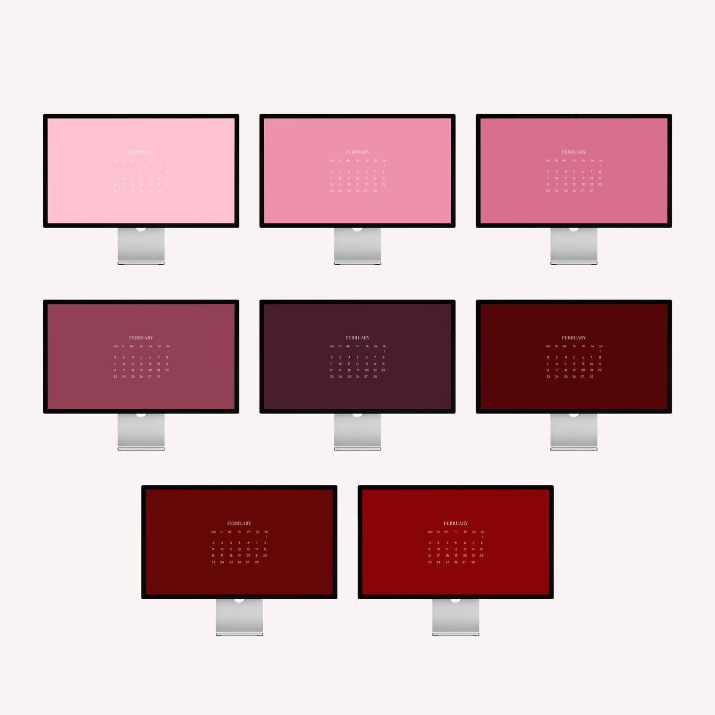 iMac February Valentines Edition Calendar Pack - 8 Wallpapers