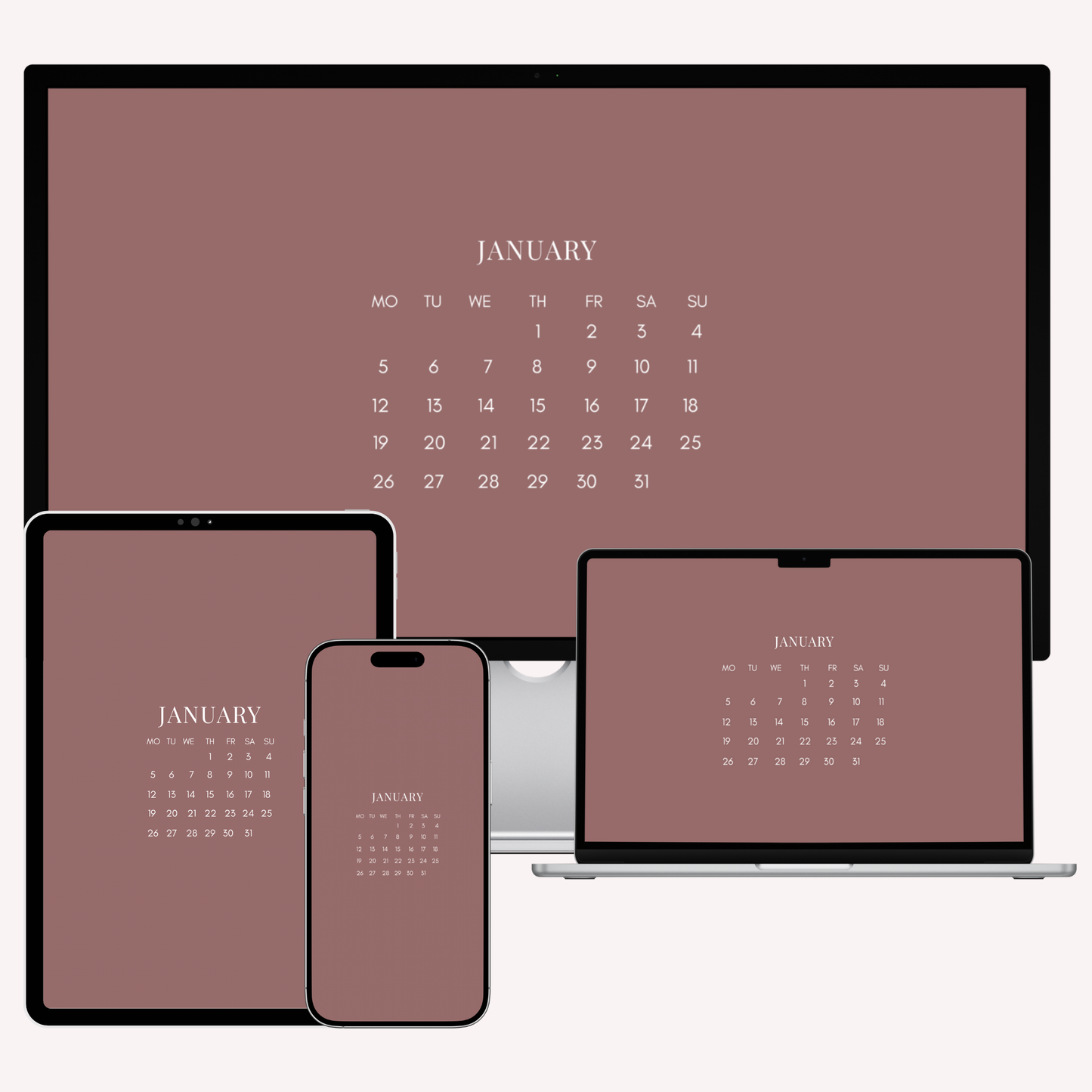 2026 Calendar Wallpaper Bundle – 28 Cohesive Wallpapers for iPhone, iPad, MacBook & iMac