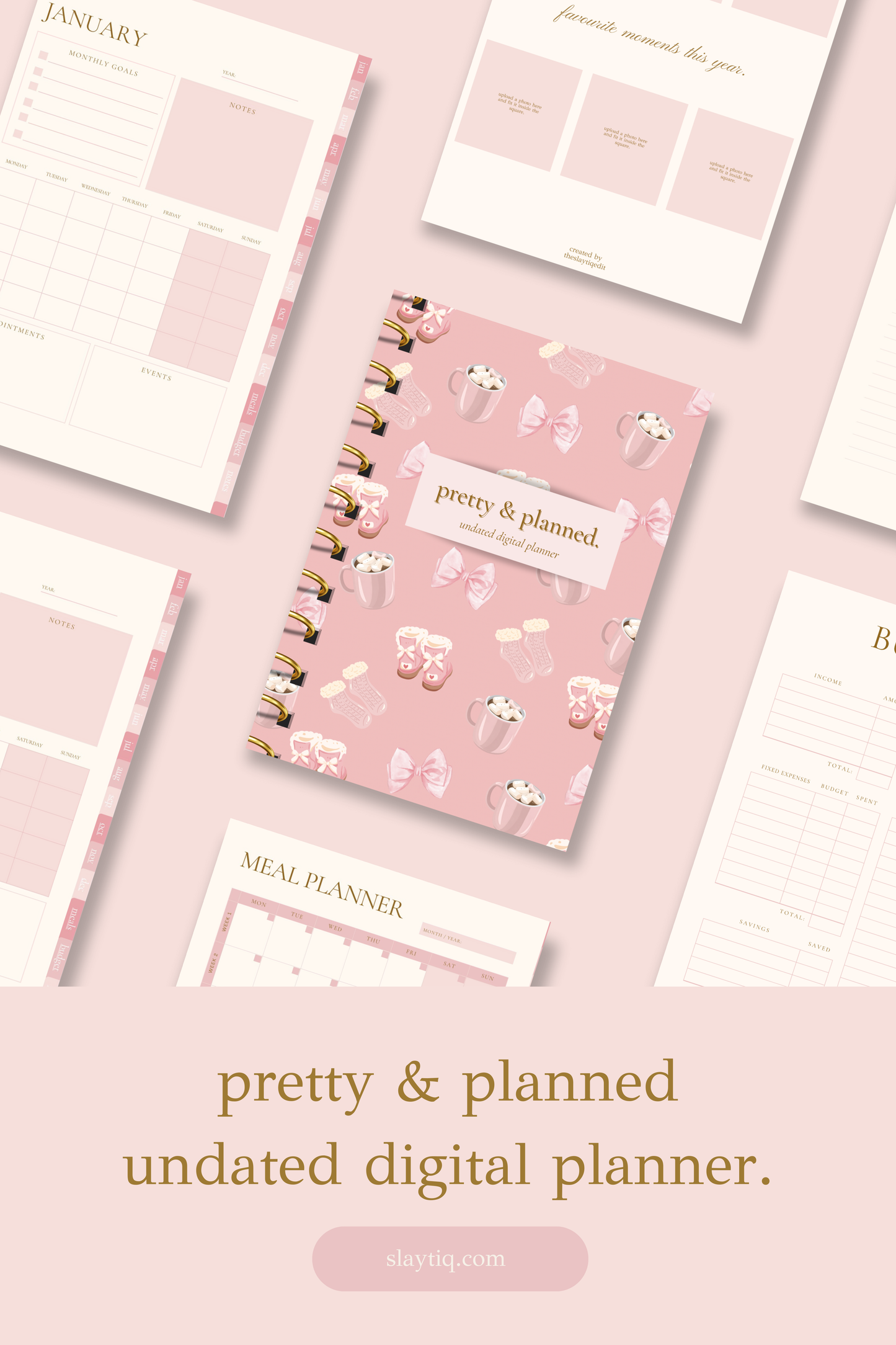 Pretty & Planned: Undated Digital Planner + Sticker + Sticky Notes Bundle